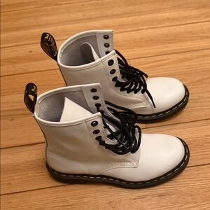 Dr. Martens White Boots with Black Laces